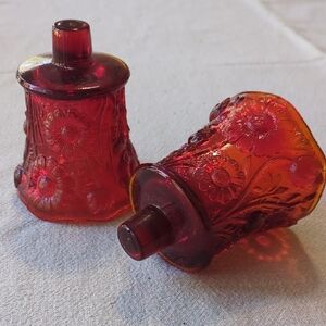 Vintage Red Glass Candle Holders